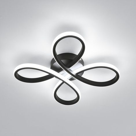 Plafonnier LED Moderne, Lampe de Plafond 30W 3375LM, Luminaire Plafonnier Forme de Fleur pour Couloir, Balcon, Chambre, Salon, Salle à Manger, Lumière Blanche 6500K, 30cm, Noir (1/5)