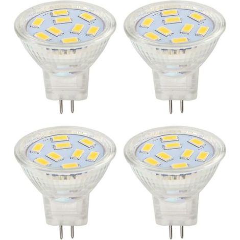 Ampoules LED MR11 2W 12V, GU4 Blanc chaud 3000K, équivalent halogène 20W, ampoule LED MR11 G4/GU4.0 (paquet de 4) (1/5)