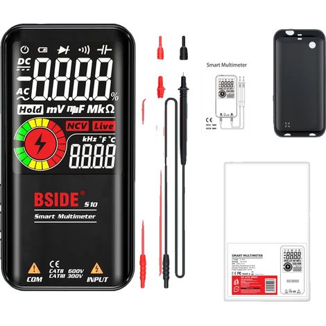 Multímetro digital, rango automático, batería recargable, funciona con pilas AAA S10 de 1,5 V. (1/2)