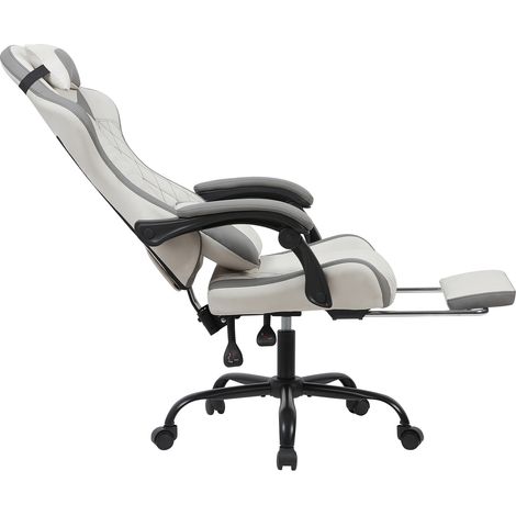 Chaise gaming ergonomique avec soutien lombaire, appui-tête et repose-pieds – sans fatigue même lors de longues sessions assises, idéale pour la maison, le bureau et le livestream (1/5)