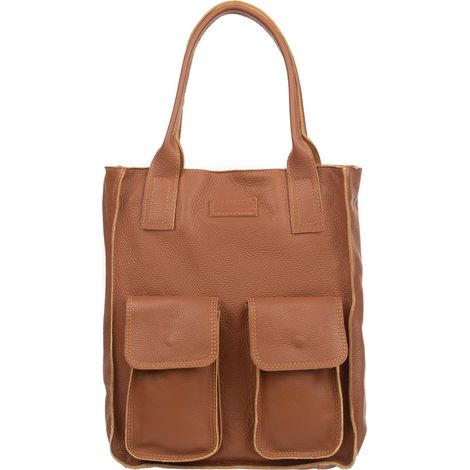 Borsa Shopper Grande in Pelle Vezze Tasca Ruda