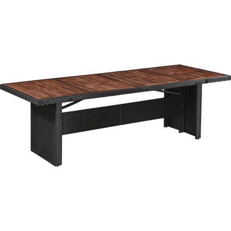 Gartentisch 240x90x74 cm Poly Rattan und Massivholz Akazie