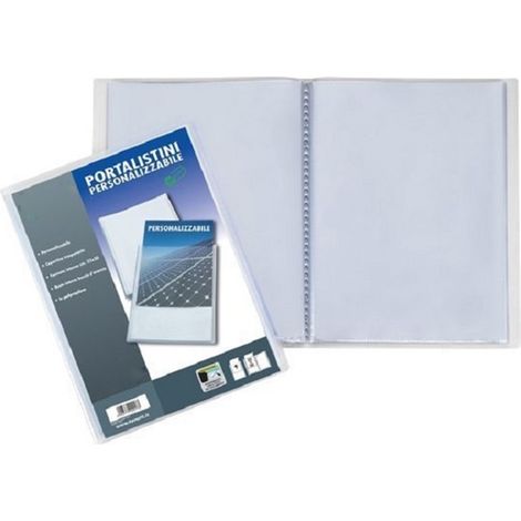 Trade Shop - Set 2 Porta Listino A4 Personalizzabile 20 Buste Fogli In Polipropilene 22x30cm -