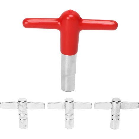 Stimmschlüssel für Schlagzeuge mit robustem T-Griff aus Metall, 4 Stück mit rotem Silikongriff, leichtgängiger und zuverlässiger Stimmschlüssel (1/5)
