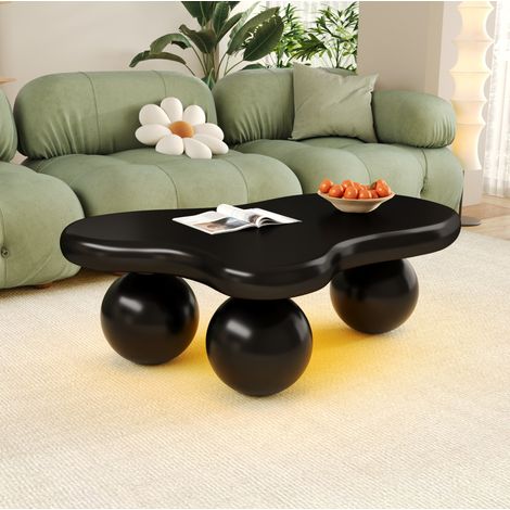 Tavolino nero a forma di nuvola con illuminazione LED 16 colori e gambe rotonde nere (1/5)