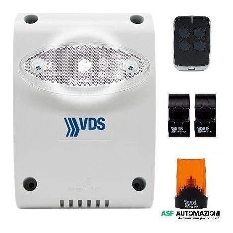 KIT CENTRALE UNIVERSALE PER SERRANDA DA GARAGE COMPLETA DI TELECOMANDO LAMPEGGIANTE E COPPIA DI FOTOCELLULE