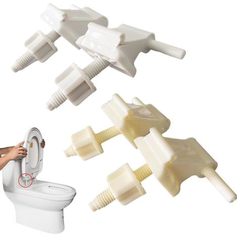 Lot de charnières de rechange pour abattant de WC en plastique blanc robuste avec vis, fixations faciles à installer pour sièges de salle de bain standard (1/5)
