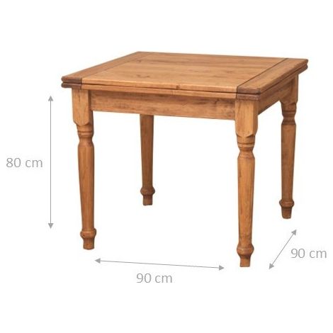 Esstisch Massivholztisch Quadratischer Ausziehtisch 90x90 cm Platzsparender Küchentisch Made in Italy Farbe Walnuss