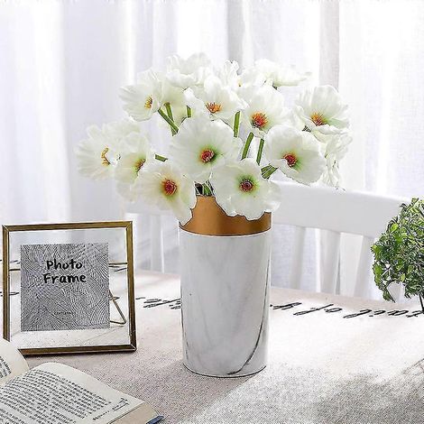 20 Stück/Lot künstliche Mohnblumen aus Pu-Mais, Hochzeitsstrauß, Dekoration für Zuhause, rosa und rot-White (1/5)