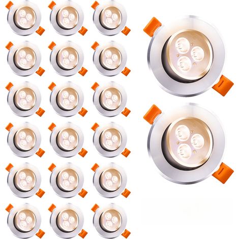 TolleTour Faretti da Incasso LED Orientabili 3W Tondi 85mm per Soffitto Soggiorno Camera Ufficio Cucina Bagno Bianco Caldo 3000K 20 Pezzi (1/5)
