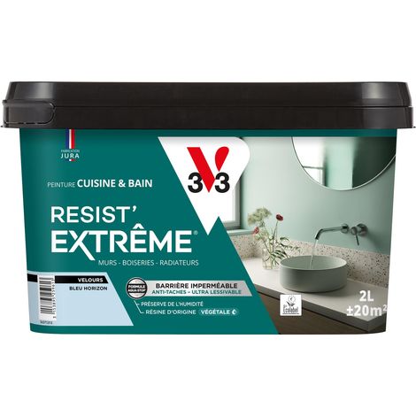 Peinture multi-supports Cuisine & Bain Resist'Extrême® V33 Bleu horizon satin 2L (1/3)