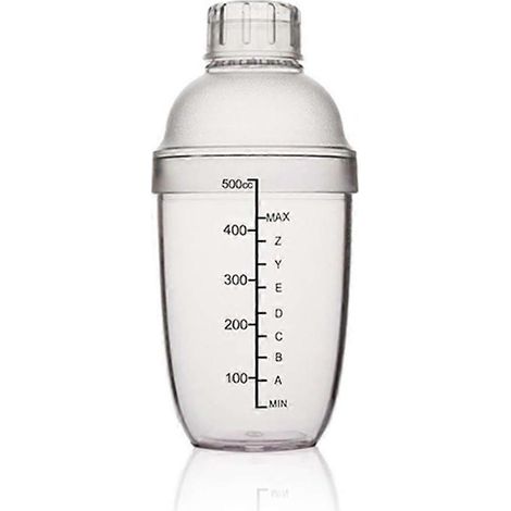 Plastic Cocktail Shaker with Scales, 500/700/1000ml Clear Hand Drink Mixer, Leakproof Transparent Shaker Cup for Milk Tea, Coffee, Cocktails, Home Bar (1/5)
