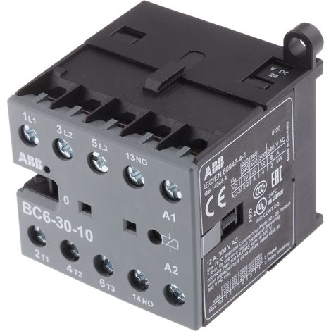 Contacteur ABB série B6, 3 pôles , 3NO, 20 A, 24 V c.c., 4 kW ( Prix pour 1 ) (1/3)