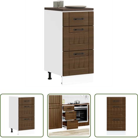 vidaXL Holzwerkstoff - Küchen-Unterschrank Lucca Braun Eichen-Optik Holzwerkstoff (1/5)