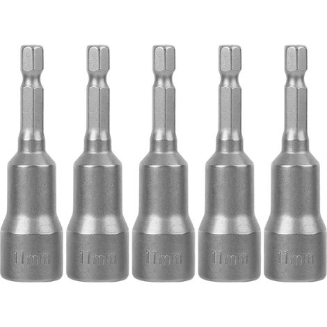 5 embouts hexagonaux magnétiques pour visseuse, adaptateur de forage 11mm en acier (1/5)