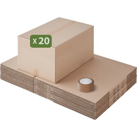 Pack and Move - Lot 20 cartons déménagement seconde main - 57 x 39 x 34 cm - Cartons réemployés - Seconde vie - 1 adhésif offert