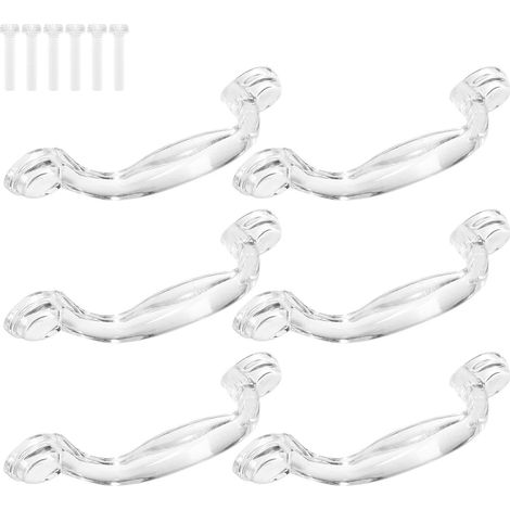 Poignées de meuble Totority, lot 6, en plastique transparent (1/5)