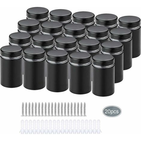 20 Pièces Entretoise de Verre,Acier Inoxydable Publicité Vis,Verre Signe Publicité Clous Vis Frameless Standoff Fixations Clamp (1/5)