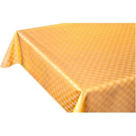 Tovaglia Cucina Antimacchia Bordata Cotone Resinato Morbido Quadretti Giallo - 140x240 cm
