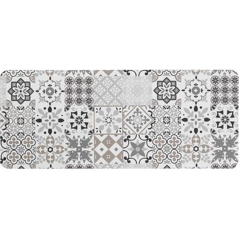 Douceur D'Intérieur – Tapis de bain ultra absorbant 120x50 cm – Séchage rapide – Antidérapant – Polyester et caoutchouc – Design carreaux de ciment (1/4)