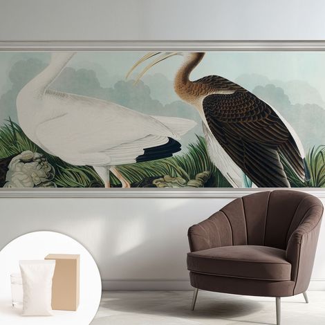 Tapete Tapete Vliestapete mit Kleber - Fototapete mit Motiv - Wandtapete modern - Wanddeko Vogelpaar 250x104 cm (1/5)