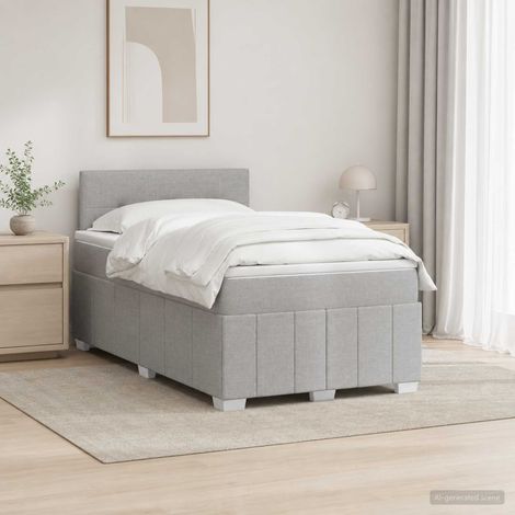 Lit boxspring avec matelas Gris clair 120 x 190 cm Tissu (1/5)