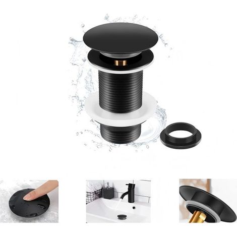 Bonde Pop Up Noire pour Lavabo – Sans Trop-Plein, Universelle, Automatique pour Vasque à Poser (Bluedeer) (1/3)