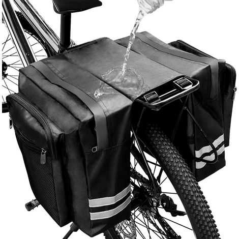 Borse laterali posteriori doppie impermeabili da 30 litri per bicicletta – Riflettenti – Ideali per lo shopping, il pendolarismo e i lunghi viaggi - Nere (1/4)