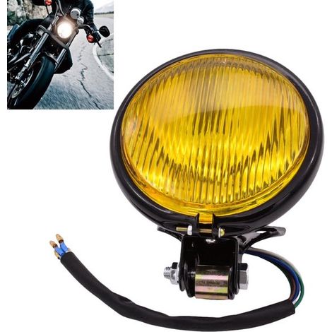 Faro anteriore da 12,7 cm, 12 V CC, colore ambra, adatto per motociclette Harley Bobber, Chopper e Custom.