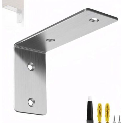 BUNTHAUS Support d'étagère en 2 pièces, support d'étagère flottant, support d'étagère mural avec vis (argent, 175 mm)