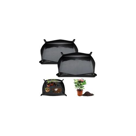 2pcs Tapis de Rempotage de Plantes 100x100cm PE Tapis de Jardinage Imperméable Coussin de Pot de Jardinage Pliable pour Rempotage Plantes Succulentes Jardin intérieur Plant Care (Noir)