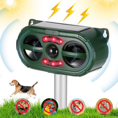 répulsif à ultrasons pour animaux, répulsif solaire pour chats avec capteur PIR et flash, 5 modes de réglage, IP54 étanche, répulsif efficace pour chats, chiens (1/5)