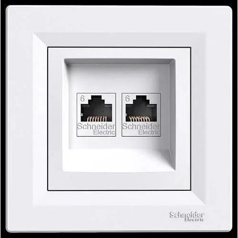 Schneider Electric ASFORA toma empotrada blanca 2 puertos RJ45