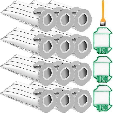 Lot de 12 sacs pour aspirateur Vorwerk Kobold FP7 VK7 avec 3 filtres de protection moteur. Sacs à poussière de rechange. (1/5)