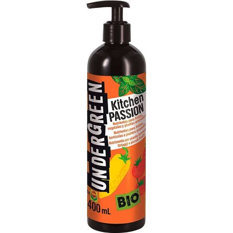 Undergreen Kitchen PASSION Nutrimento Liquido per Piante Aromatiche, Ortaggi e Piccoli Frutti, Consentito in Agricoltura Biologica, 400 ml (1/2)