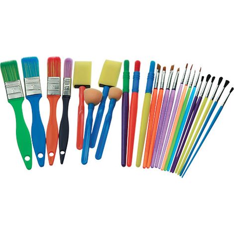 Set 25 Pennelli e Tamponi Fleur per Pittura Vernici Legno Pareti Mutisupporto