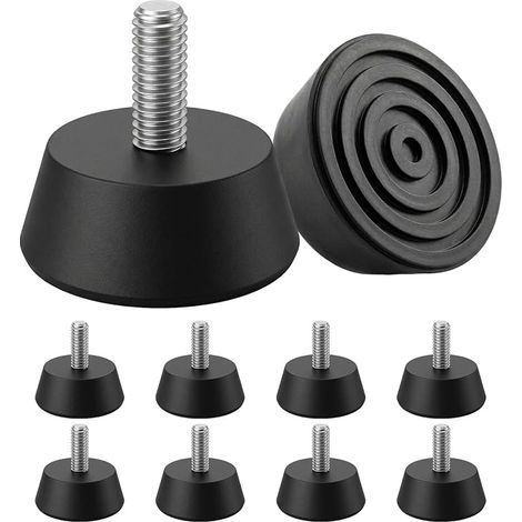 Lot de 10 pieds en caoutchouc à visser M6 - Pieds de meubles en caoutchouc M6 antidérapants - Protection du sol - Patins de chaise - Pieds de machine pour meubles, chaise, table, canapé - Noir (1/5)