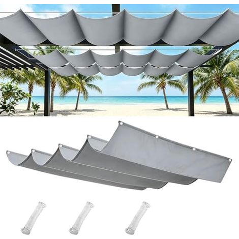 Toile-Ombrage Rétractable Vague 100 x 200cm, Auvent de Protection avec Cordes de Montage, Protection UV et Imperméable, Voile d'ombrage pour Terrasse Pergola Jardin(Gris foncé) (1/5)