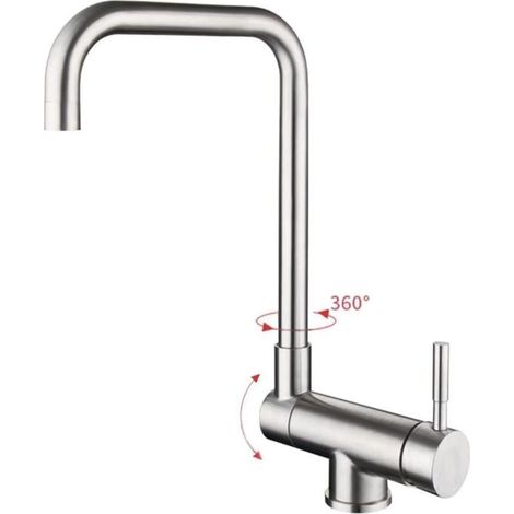Robinet de cuisine pliable, robinet d'évier pliable, robinets de cuisine cachés, robinet de cuisine pour évier de fenêtre intérieure, robinet pliable (couleur acier inoxydable) (1/4)