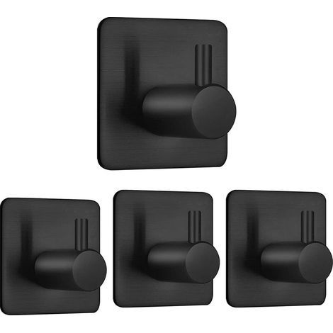 Set di 4 ganci adesivi per asciugamani in acciaio inox 3M, senza foratura, antiruggine, ideali per bagno, toilette, cucina, ufficio, nero. (1/5)
