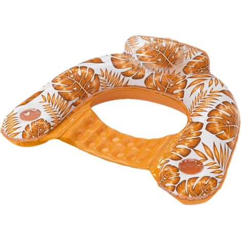 Shine Home Hamac de Piscine Gonflable avec Porte-Gobelet, Fauteuil Flottant Motif Feuilles, Adulte - Orange 95CMX84CM