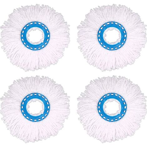 4Pcs Têtes Microfibre Balai, Tête de Vadrouille Rechange Rond Têtes Mop Rotation à 360 pour Nettoyage des Sols (Diamètre 16 cm)bleu