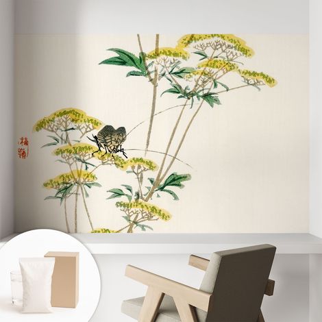 Tapete Vliestapete mit Kleber - Wandgestaltung - Tapete Wohnzimmer - Flur Eingangsbereich Blumen der Natur 104x70 cm (1/5)