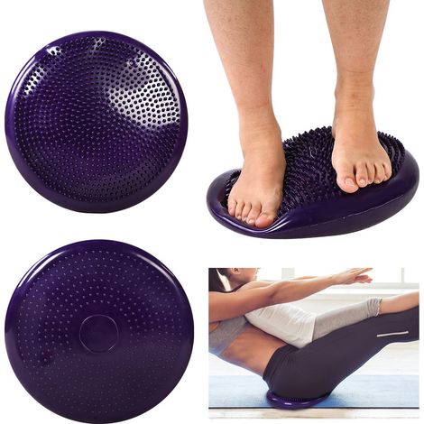 Coussinet d'équilibre de yoga souple et épais pour la récupération des chevilles avec pompe, couleur violette (1/5)