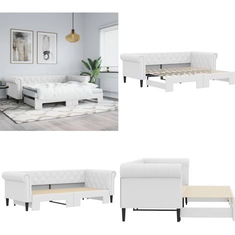 Lit de jour avec gigogne sans matelas blanc 90x200 cm - Canapé de jour - Lit gigogne (1/5)