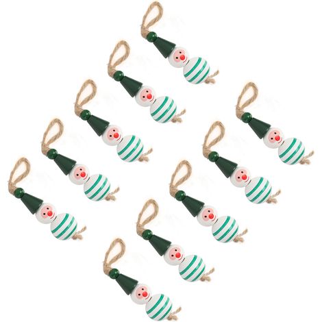 10-teiliges Set bunter Weihnachtsbaum-Schneemann-Anhänger, grüne Kugeln (1/5)