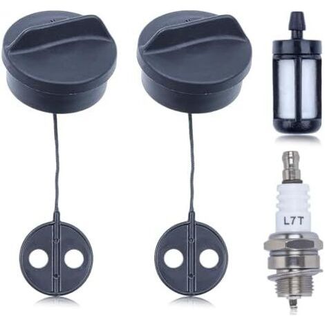 2 Pièces Bouchon de Réservoir pour Stihl FS38 FS45 FS55 FS56 FS80 FS81 FS85 FS88 FS120 Débroussailleuses, Essence avec Filtre à et Bougie d'Allumage Rechange - (1/5)