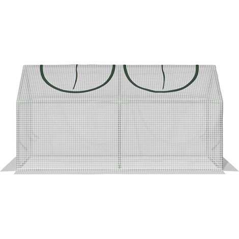 Gewächshaus mit Fernster, PE-Gitterfolie, Foliengewächshaus aus Stahl, Treibhaus für Balkon, Garten, Tomatenhaus 120x60x60cm, Tomatengewächshaus für Gemüse, Blumen, Pflanzen, Weiß