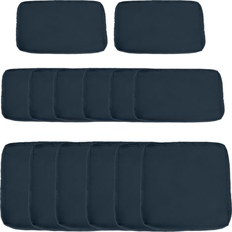 Lot de 14 Housses de Rechange pour Coussins de Jardin - 6 Housses d'Assise + 8 Housses de Dossier Bleues (1/5)