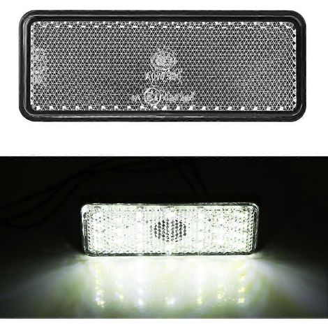 Universelles rechteckiges LED-Rücklicht mit Reflektor, weiß, für Motorräder, Roller und Mopeds